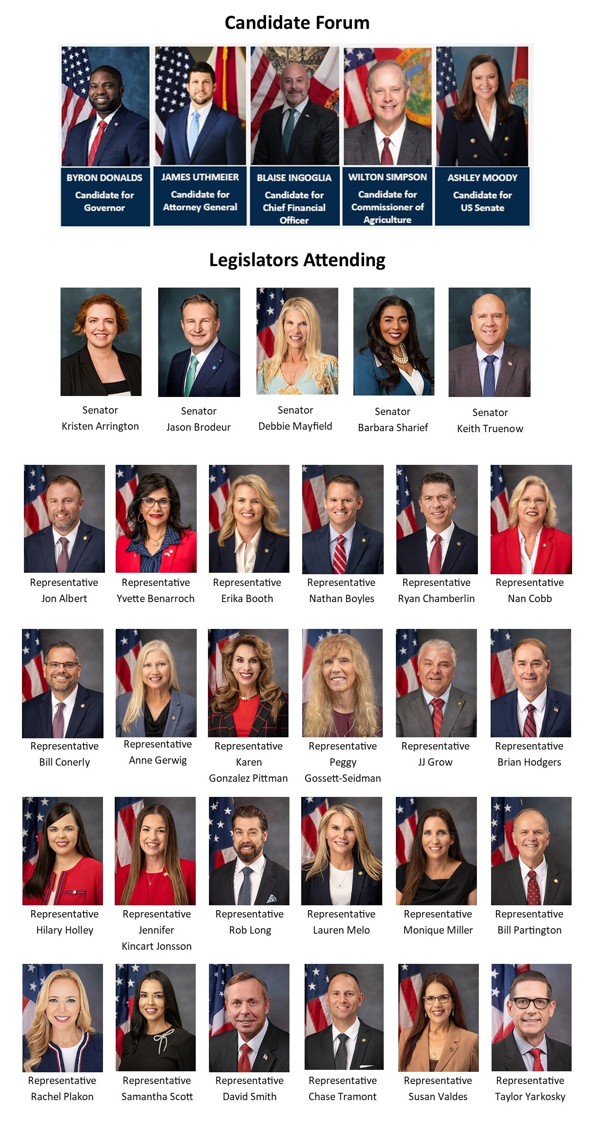 Legislators Attending 2026 Candidate Forum